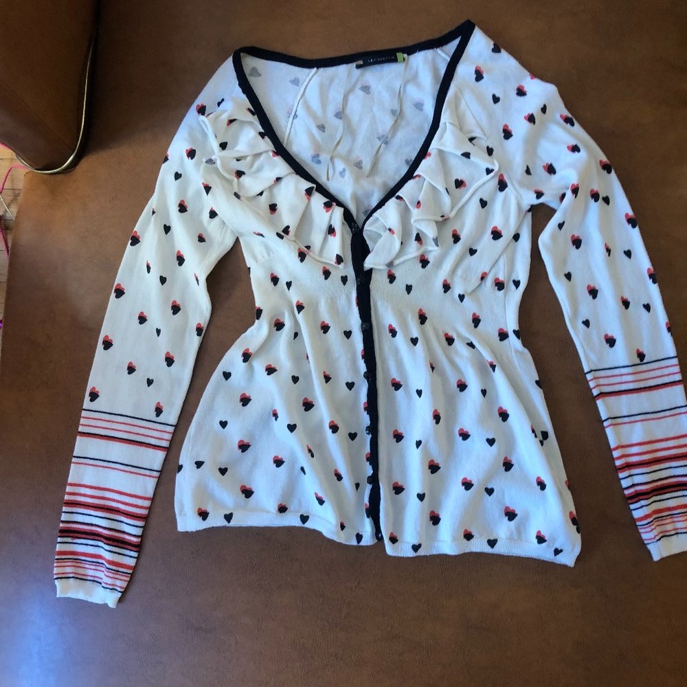 Leifsdottir Ruffle Heart Sweater - Vintage Anthro - S - Worn Twice